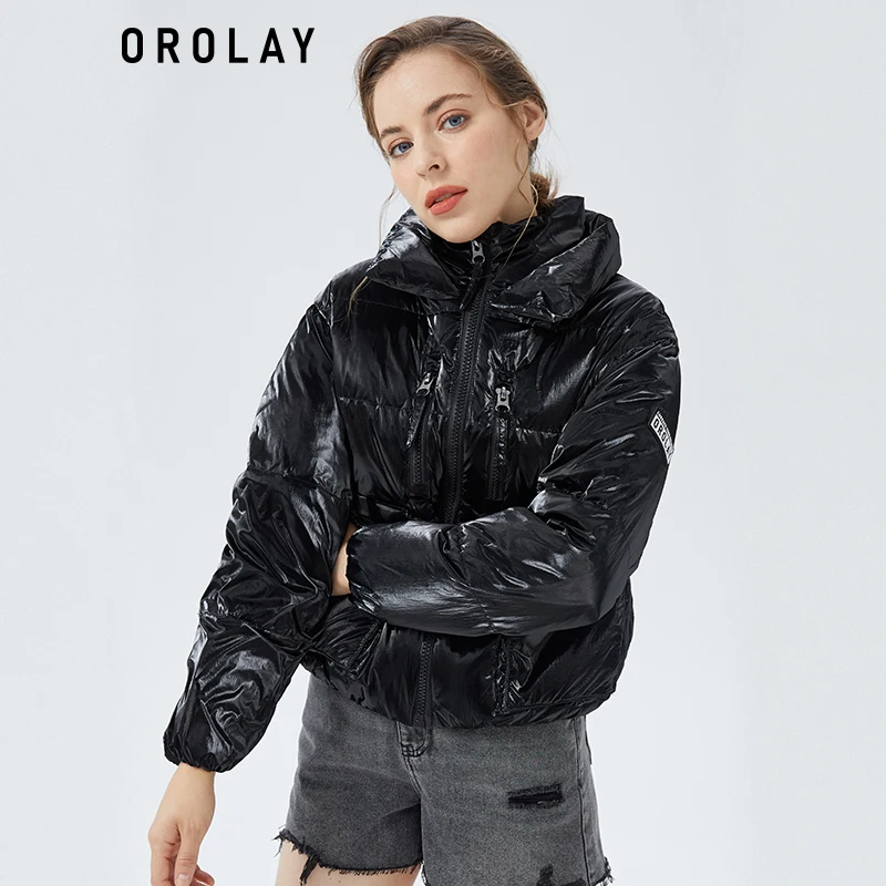 

Orolay Women's Short Puffer Down Coat Stand Collar Winter Jacket with Full-Zip