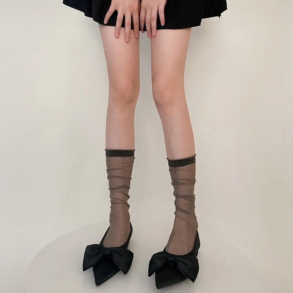 الحلو المضادة للرائحة مريحة النايلون شفافة تنفس النسخة الكورية الجوارب رقيقة جدا كومة الجوارب الجوارب لامعة العجل الجوارب