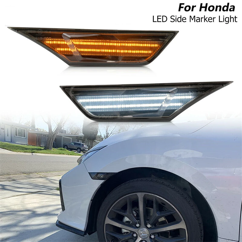 

2Pcs Switchback Smoke LED Fender Side Marker Light Parking Lamp For 2016 2017 2018 2019 2020 2021 Honda Civic Car Accessories