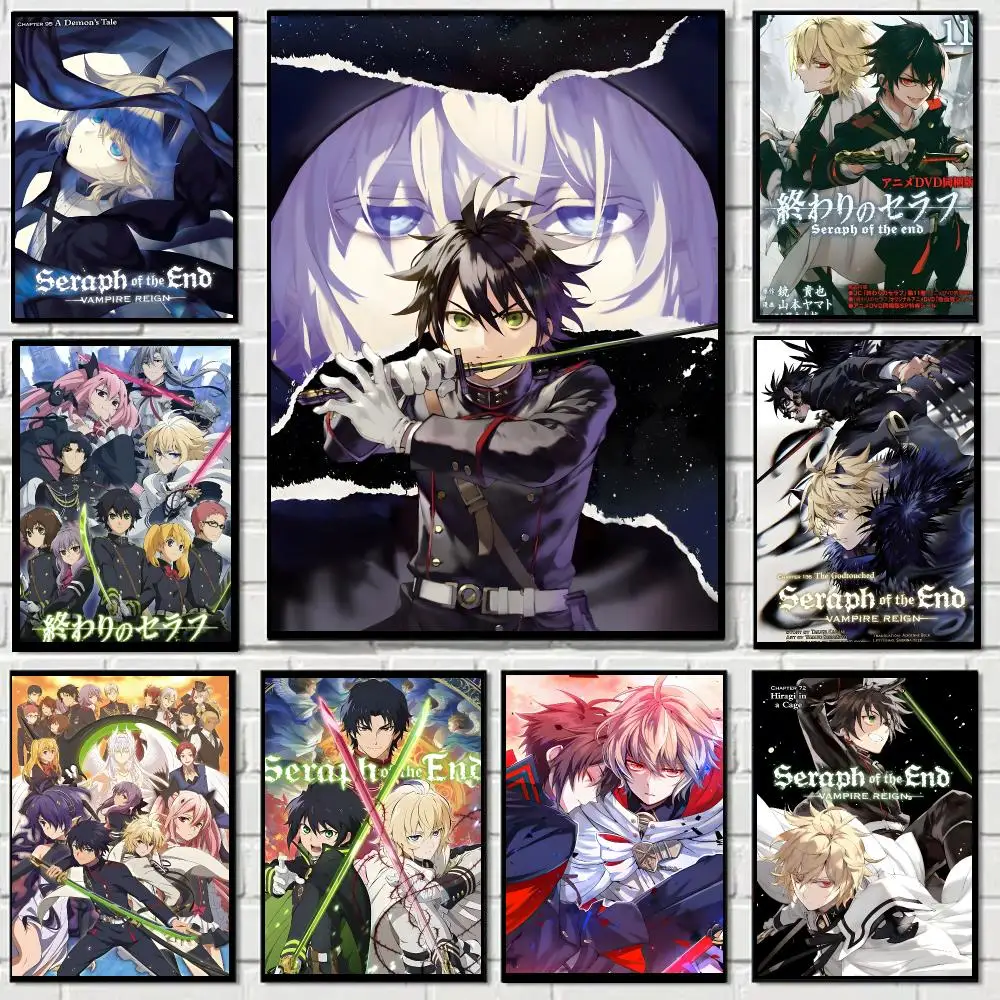 Seraph of the End Anime Dark Fantasy Poster Self-adhesive Advanced Aesthetic Printing Paper Wall Art for Living Room Home Decor
