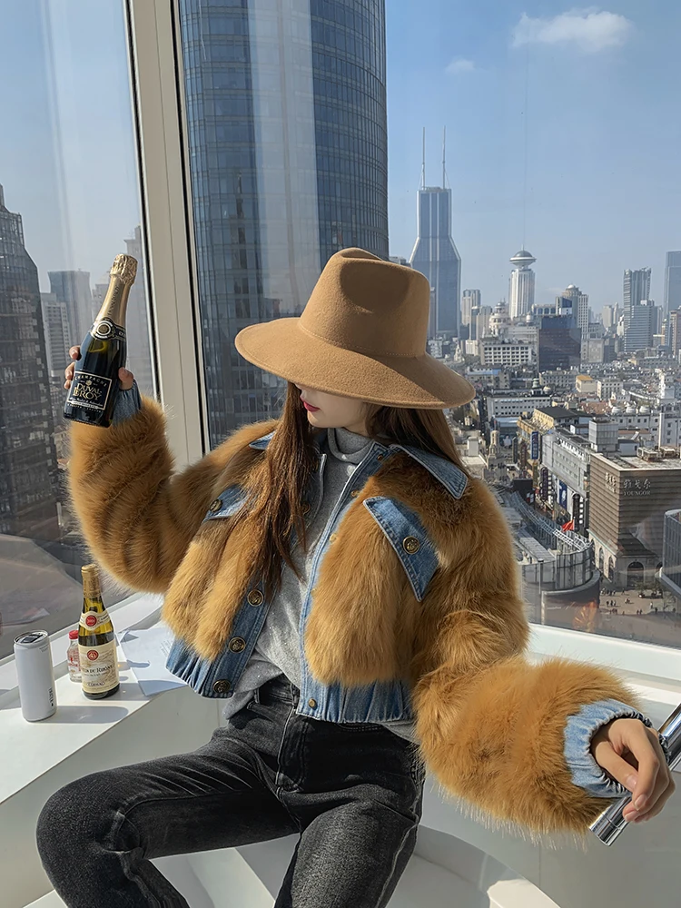 

Экологически чистые меховые женские зимние модные уличные джинсовые лоскутные джинсы в стиле пэчворк Heavy-Du Earth Store Aviva on Earth