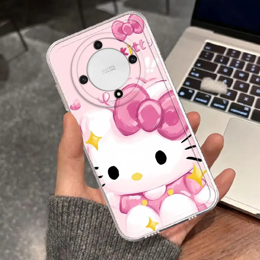 Coque de téléphone rose Sanrio Hello Kitty, étui transparent pour Honor X9a X8b Y9 Prime 2019 X9b X7b 90 Lite