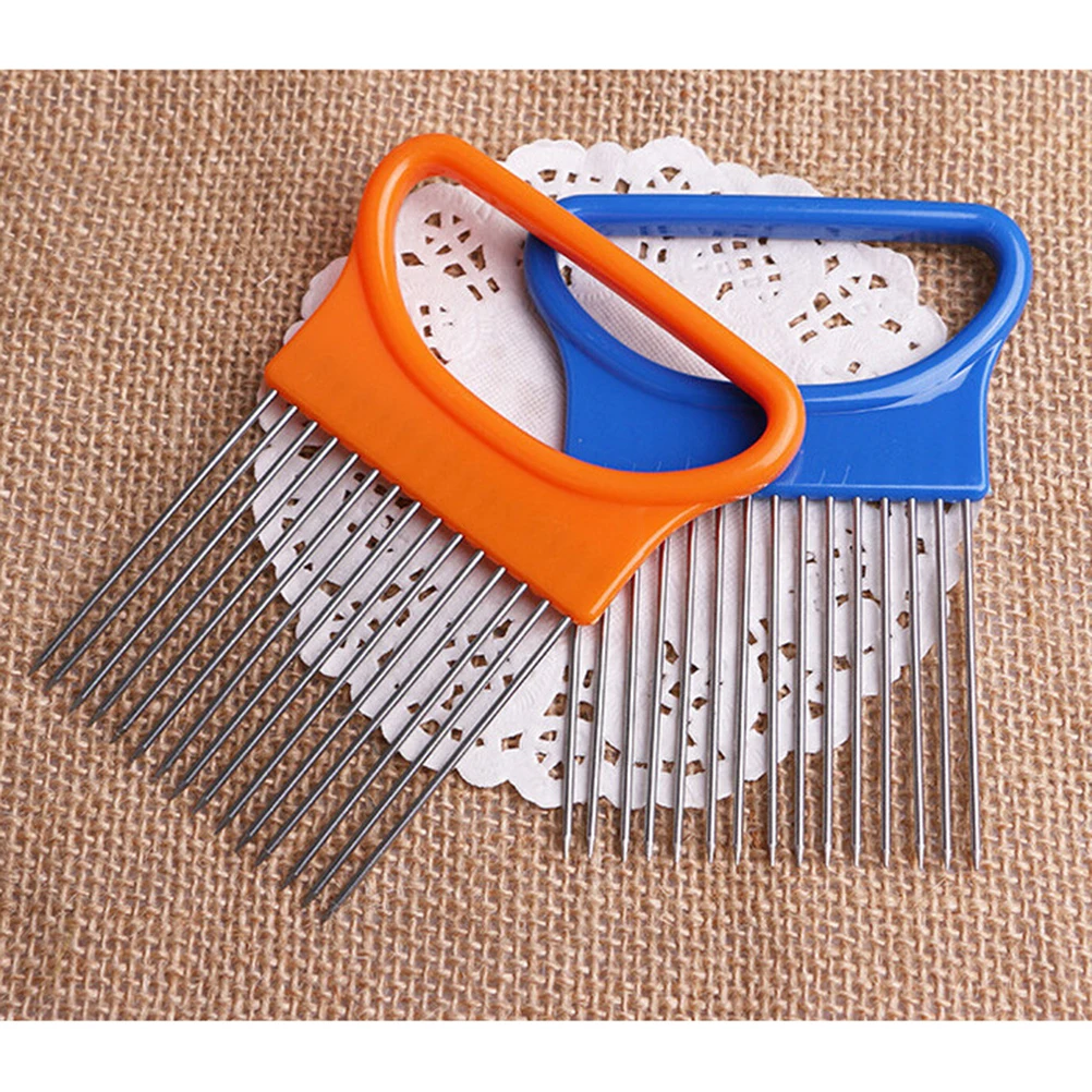 

Onion Plug Stainless Steel Creative Kitchen Tool Vegetable Slicer Holder Onion Needle Fruit Garlic Peeler Orange Handle