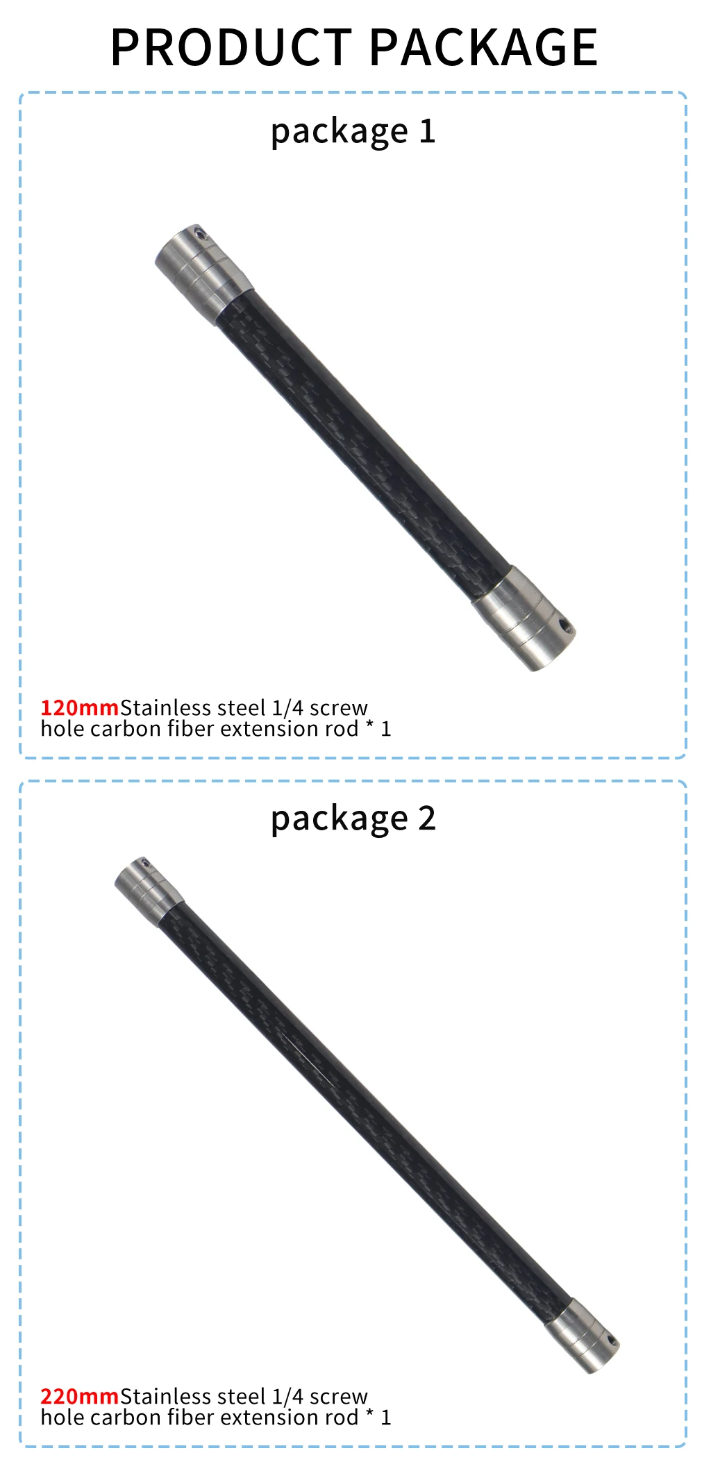 Carbon Fiber Extend Pole 1/4 Selfie Stick 12mm Unsichtbare Stange für Gopro DJI OSMO 360 Insta360 Kamera Helm einbeinstativ Verlängerung Arm – Detail 8