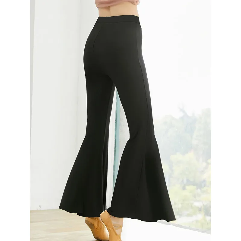 .2025 Pantaloni svasati eleganti da donna Pantaloni traspiranti da ufficio casual dimagranti a vita regolare neri solidi