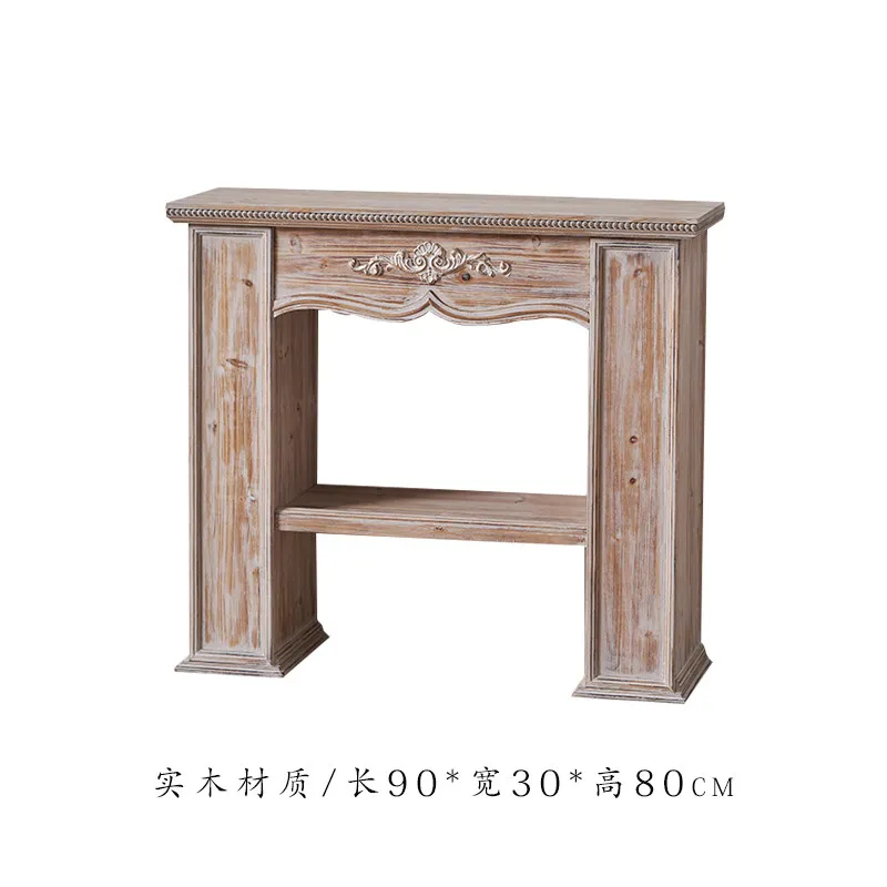 Solid wood French fireplace decorative cabinet live stream wedding set photo props living room partition table retro