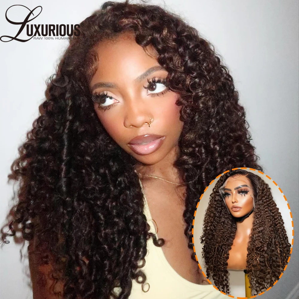

Ginger Reddish Brown Latin Rolls Curly Lace Front Wig Human Hair Burmese Curly 4x4 Lace Closure Wig 13x6Colored Human Hair Wigs