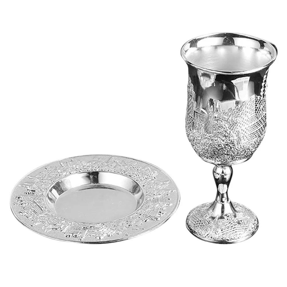 Option Holy Cup Jewish Glass Gifts Red Decor Judaica Shabbos Grail Silver Zinc Alloy