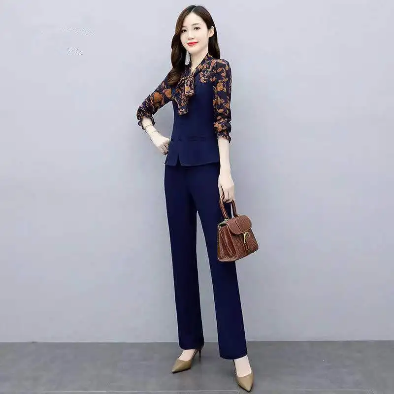 Women's Elegant Patchwork Suit Set Autumn Spring Office Wear Slim Fit 2 Piece Business Outfit High Quality Clothes For Women