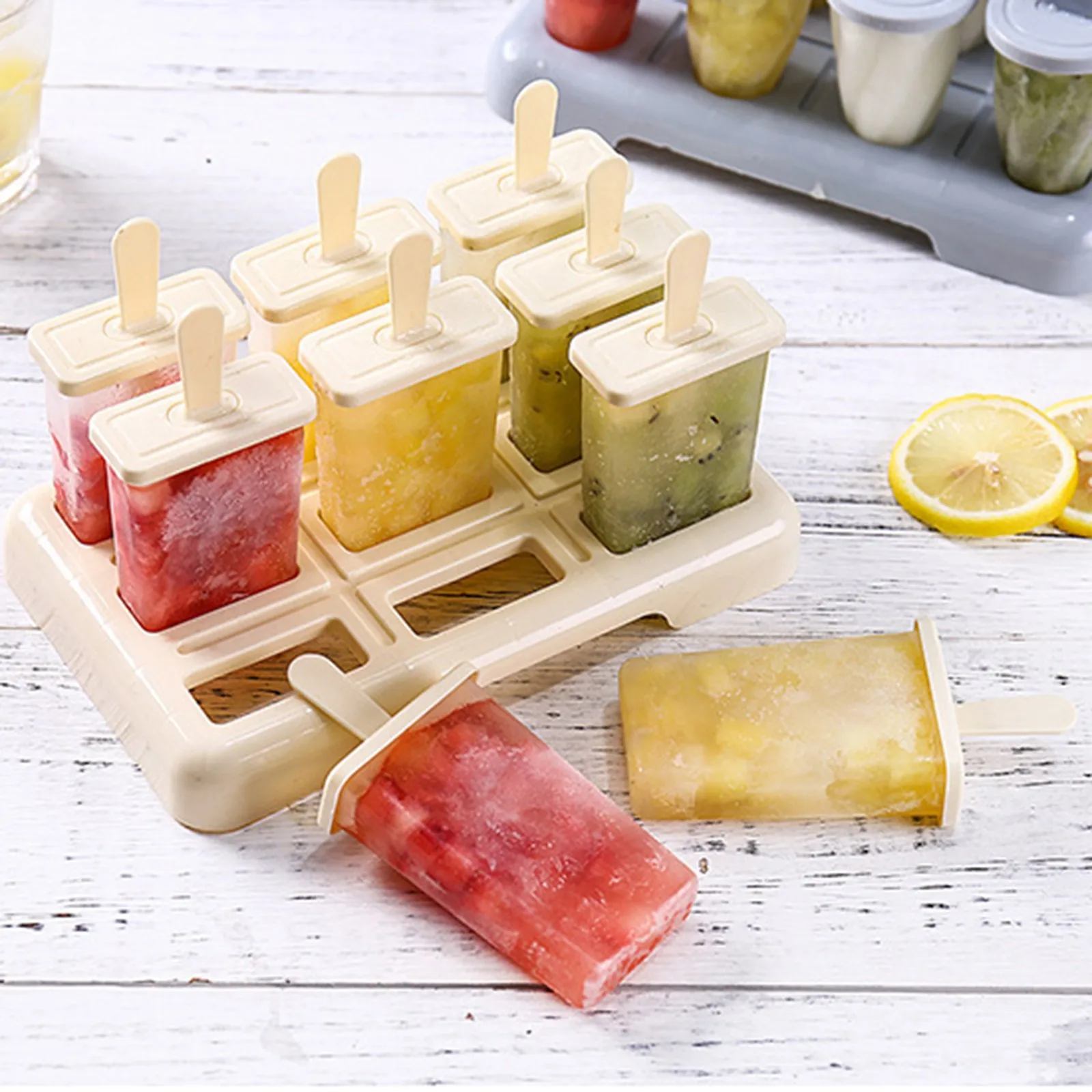 Ice Cream Popsicle Mold DIY Ice Cream Machine Homemade Ice Box With Plastic Stick Ice-Lolly Mold Ice Cube Tray Kitchen Gadgets