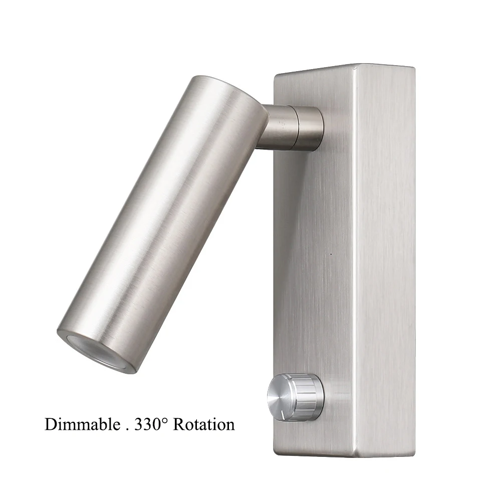 Dimmable Wall Sconce with 4.5W Spotlight Vintage LED Wall Lamp 330° Left/Right Swivel 90° Up/Down Folding for Bedroom Hotel