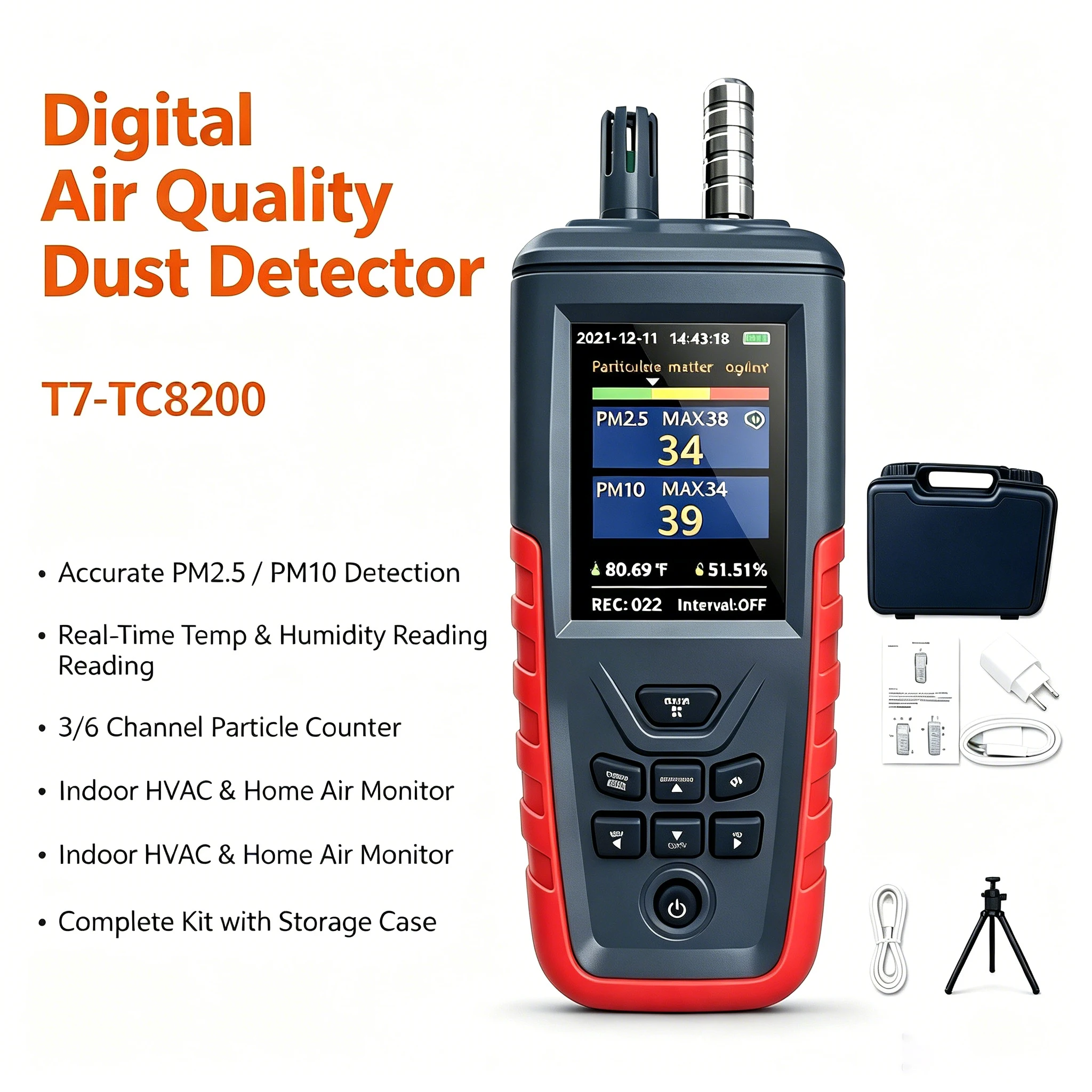 Digital Air Quality Dust Detector 3/6 Channel PM2.5 PM10 Particle Counter Temp Humidity Indoor HVAC Home Air Inspection Monitor