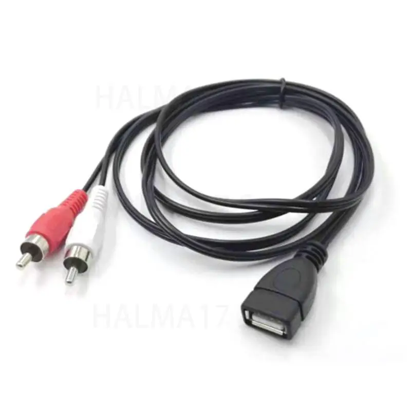 1.5M USB 2.0 A Female Socket To 2 RCA Male Plug connector Audio Video Extension Cable Adapter J17