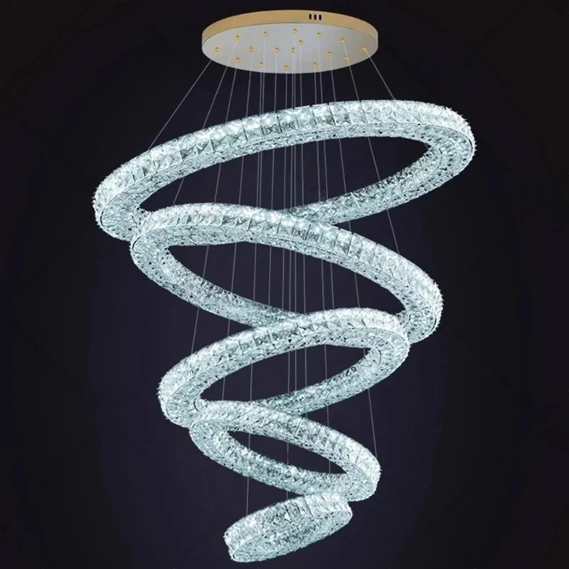 Modern Home Decoration Crystal Chandelier Stair Pendant Lamp Living Room Pendant Lights Interior Lighting
