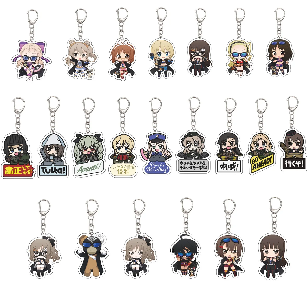 55MM Anime GIRLS und PANZER The Movie Keychain Nishizumi Miho/Akiyama Yukari Key Chain Acrylic Model Plate Christmas Gifts