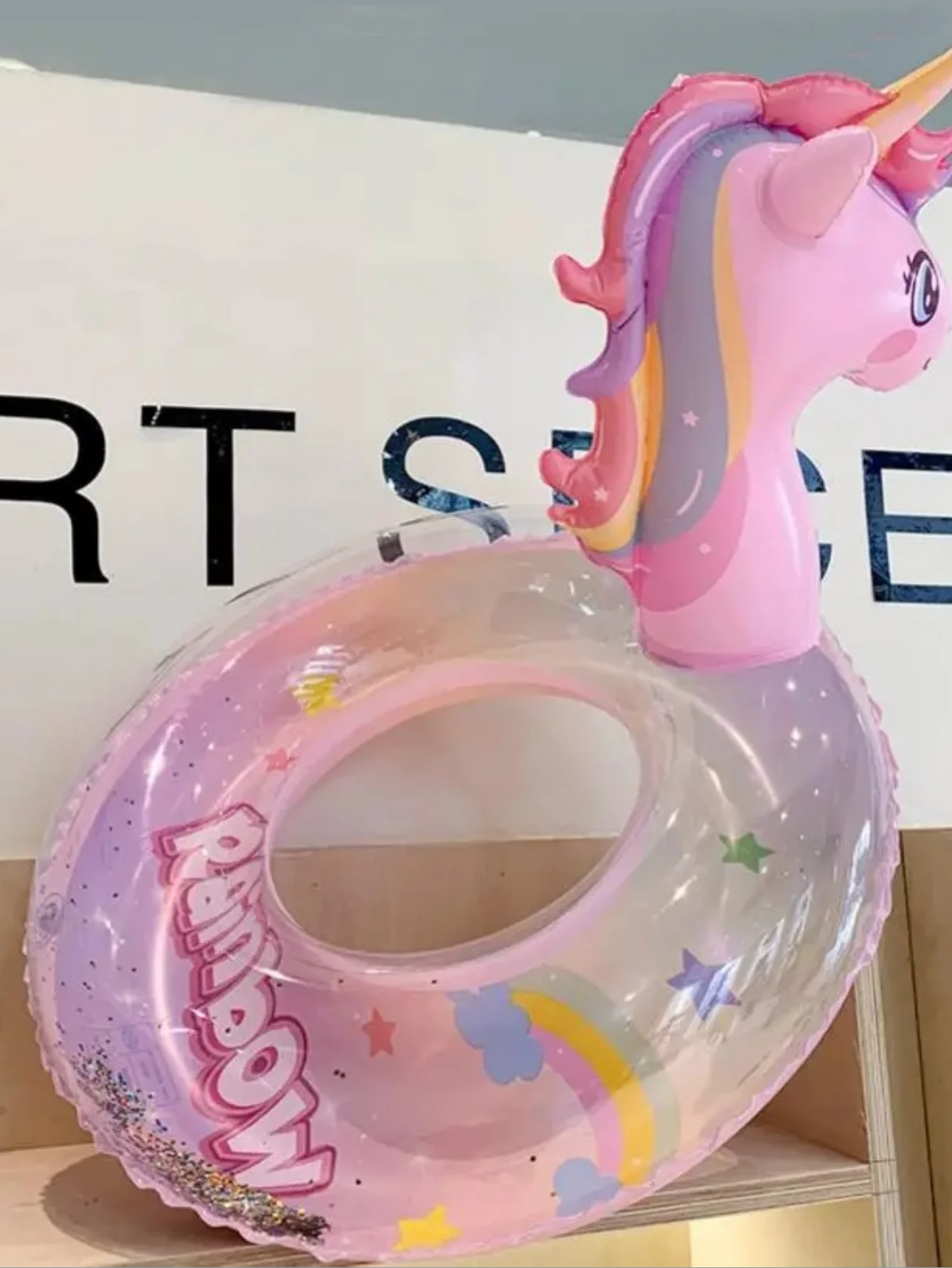 1 قطعة قوس قزح ملون يونيكورن المهر السباحة الدائري ، سميكة صديقة للبيئة PVC بركة تعويم ، الكرتون على شكل Fl #2