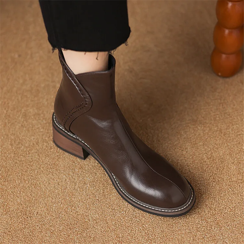 New Autumn Winter Women Boots Fashion Round Toe Shoes for Women Short Boots Women High Heel Botas De Mujer Comfort Chelsea Boots