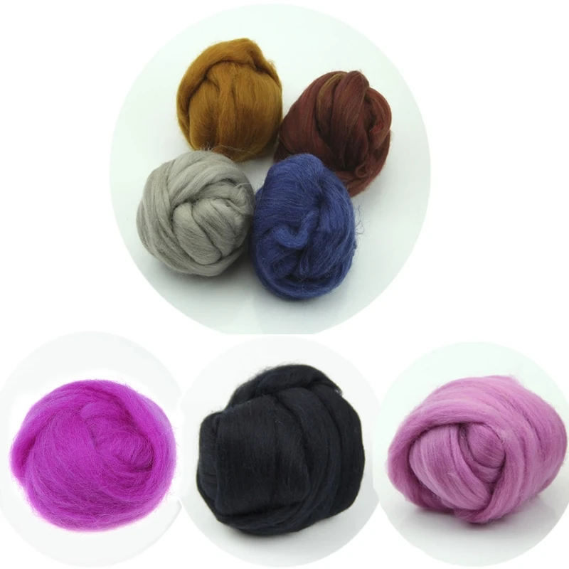 Wool Spinning Felting Fiber 10g Fashion Wool Needle Felting Yarn Fiber for Autumn Winter Scarf Shaw Knitting Crafts