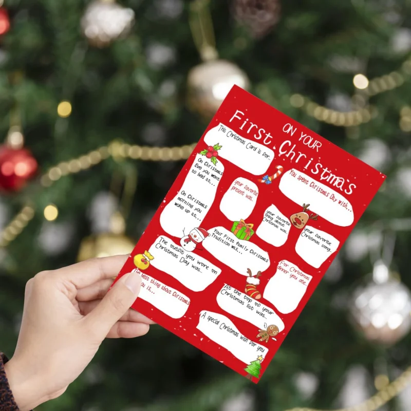 's First Card, Funny Xmas Girls Boys', Questions and Answer Groet, Bab