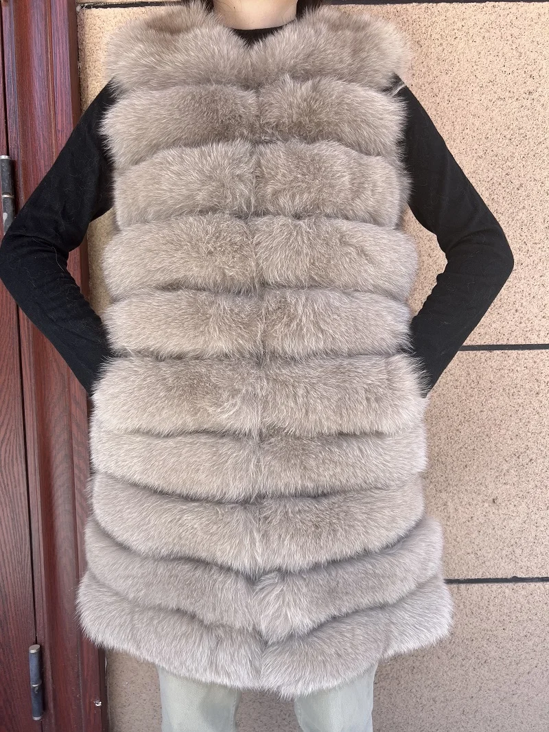 Natural Real Fox Fur For Women Mid-Length Short Women\'s Warm Winter Jacket Vest Luxurious Furry Large Size Women\'s clothing