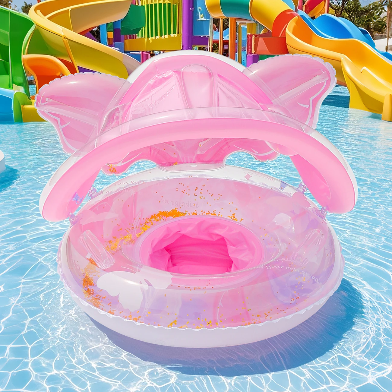 1PC Canopy Pool Float Ring, Inflatable Swim Tube, Swimming Accessories, For Summer Water Sports, Swim Ring, Pool Float Gear