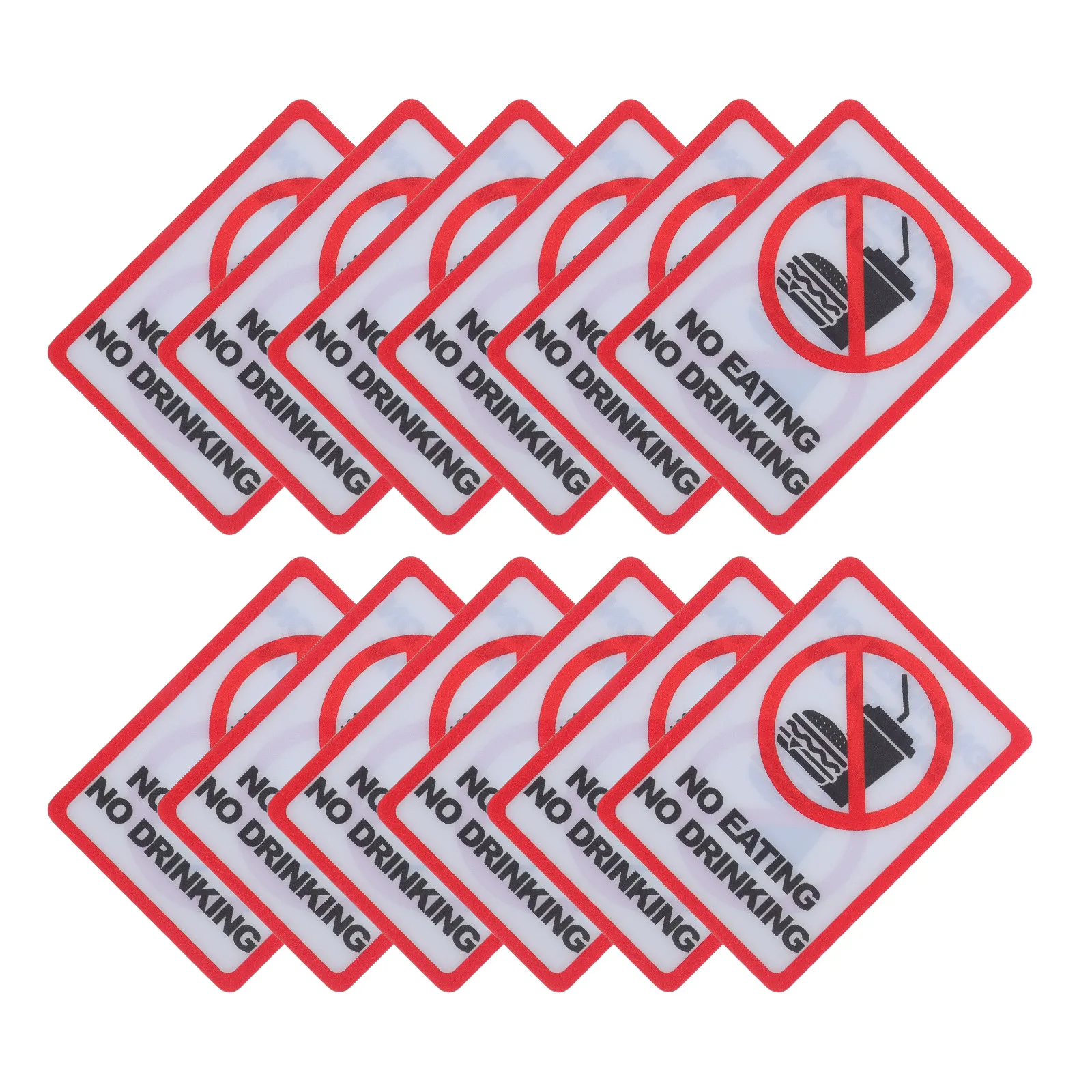 

12Pcs No Eating Safety Sticker Bold Visible Graphic Vinyl Decal for Factory Workshop Library No Warning Label