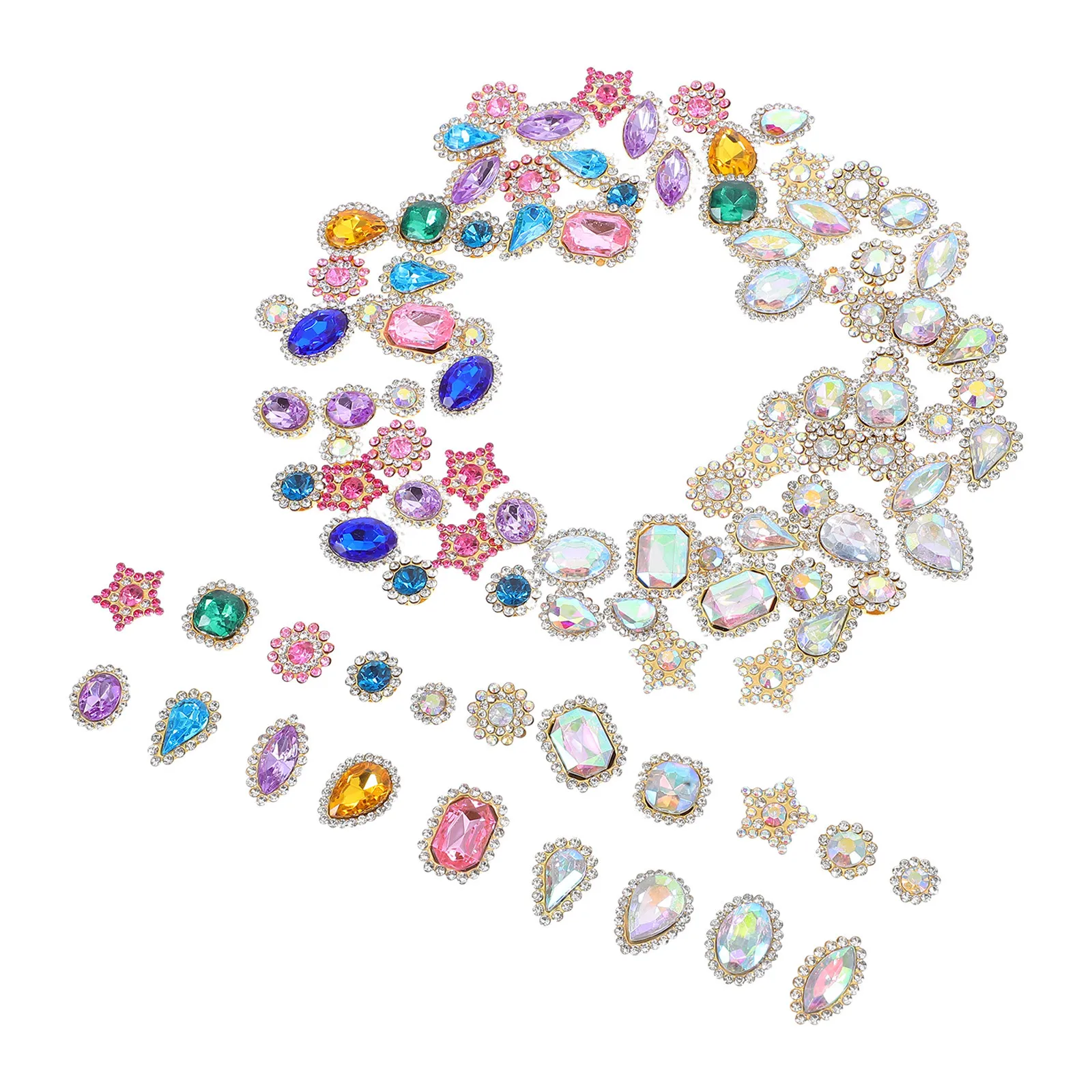 100Pcs DIY Hair Clip Rhinestone Materials Water Sunflower Decorative Rhinestones Hand Sewing Rhinestone Flowers for Clothes