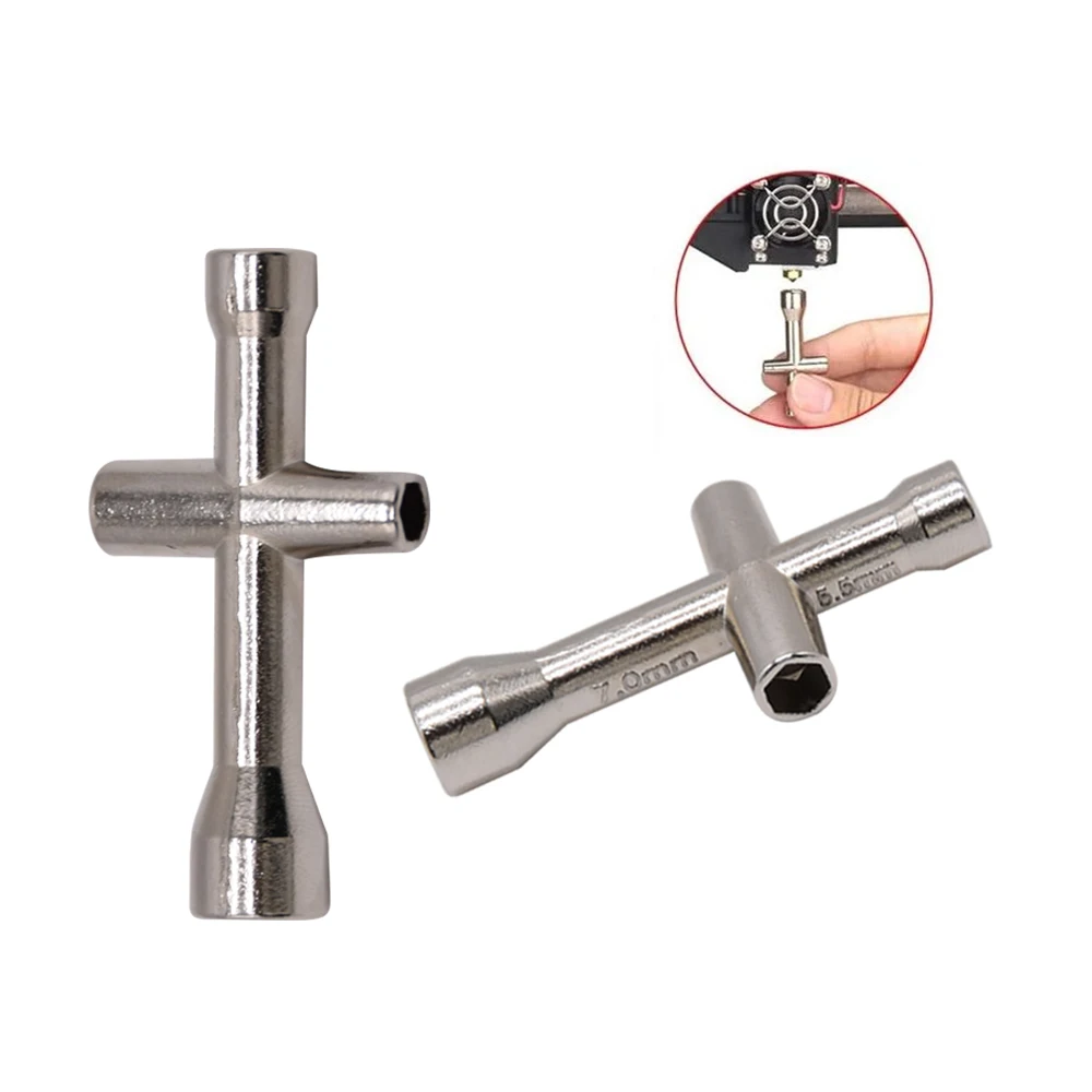 4 in 1 3D Printer Nozzle Tool M2 M2.5 M3 M4 Screw Nut Hexagonal Cross Wrench For V5 V6 MK8 LabX1 P1 A1 Nozzle Mini Spanner view 2