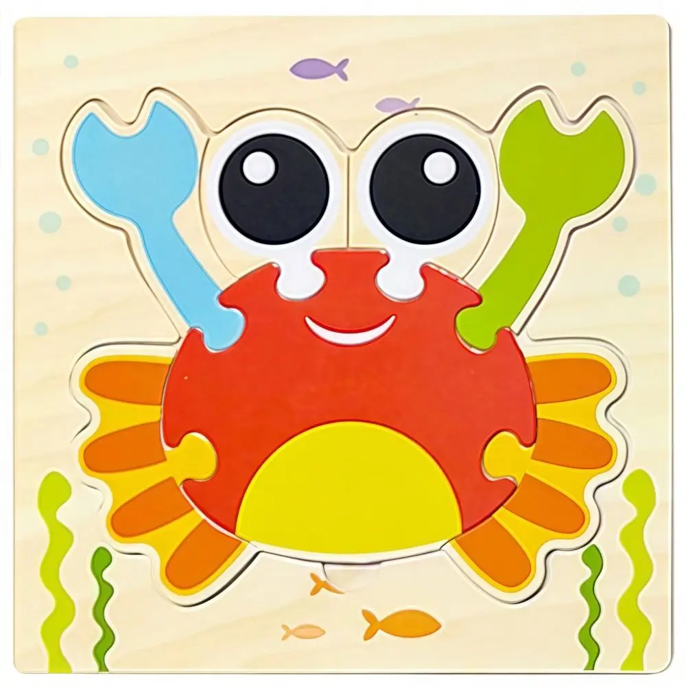 Fun 3D Wooden puzzle Cartoon Safe Animals Cognitive Jigsaw Puzzle Lifelike Portable Intelligence Puzzle Set Kid