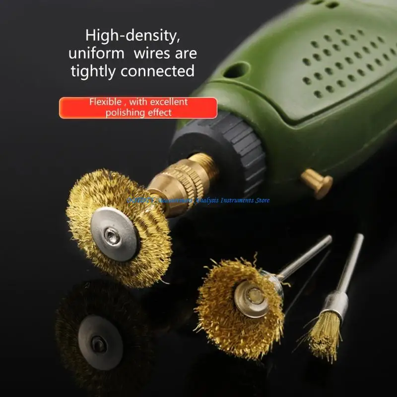 

367D 3Pcs Sturdy Coppers Iron Abrasive Brushes Suitable With 2.35mm Shank Tool For Metal Polishing