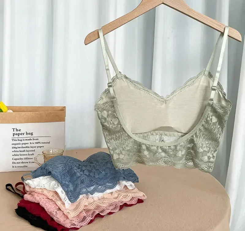 Sexy Open Back Bra Lace Bralette U Type Wire free Boneless Brassiere  Floral Women Top Backless Underwear Bras New