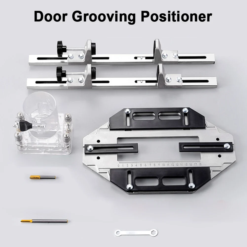 Multifunctional Woodworking Hinge Hole Punching Locator for Wood Doors, Grooving and Drilling Guide Positioner