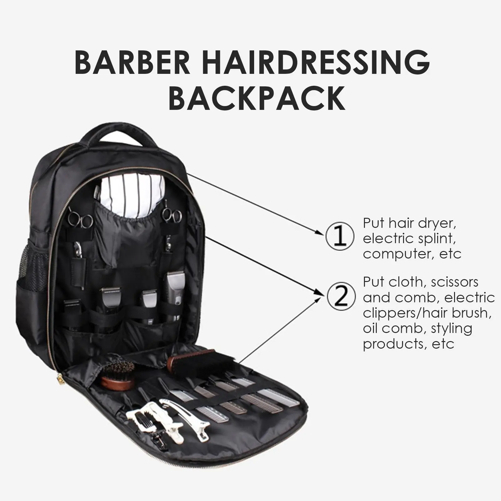 Multi-purpose Hairdressing Tool Backpack Waterproof Barber Hairstylist Tool Bag Hair Cutting Tools Organizer Bag