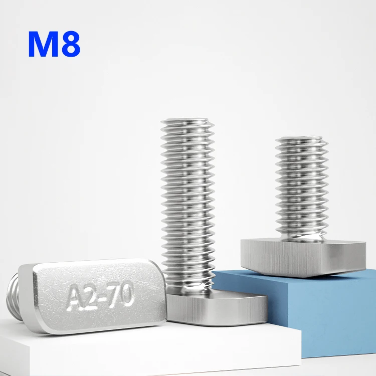 M8 304 Stainless Steel T Shape Scews Bolts Square Head Hammer Head Bolts