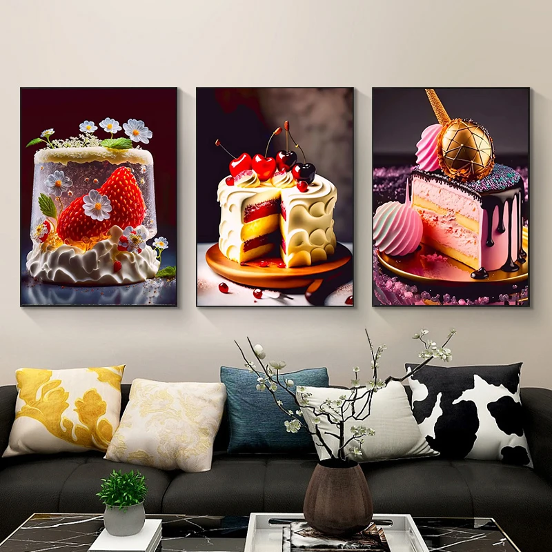 Cake Model 5D Diamond Painting Kit Dessert Diamond Mosaic Pudding Diamond Embroidery DIY Rhinestone Restaurant Decoration Gift