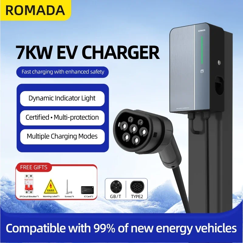 

7KW 11KW 22KW AC EV Charging Station 32A 16A Type2 Wallbox Electric Vehicle Car Charger with APP Control GBT 20234