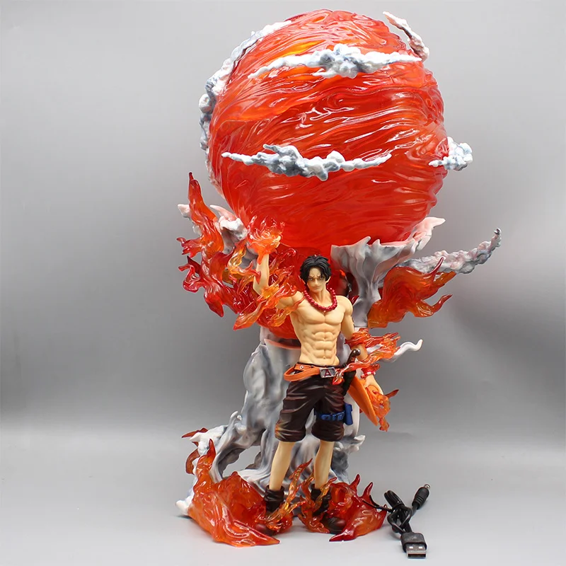 

40cm Gk Fire Fist Ace One Piece Anime Figure Top Battle Fireball Can Serve Statue Model Desktop Decoration Collection Toys Gifts