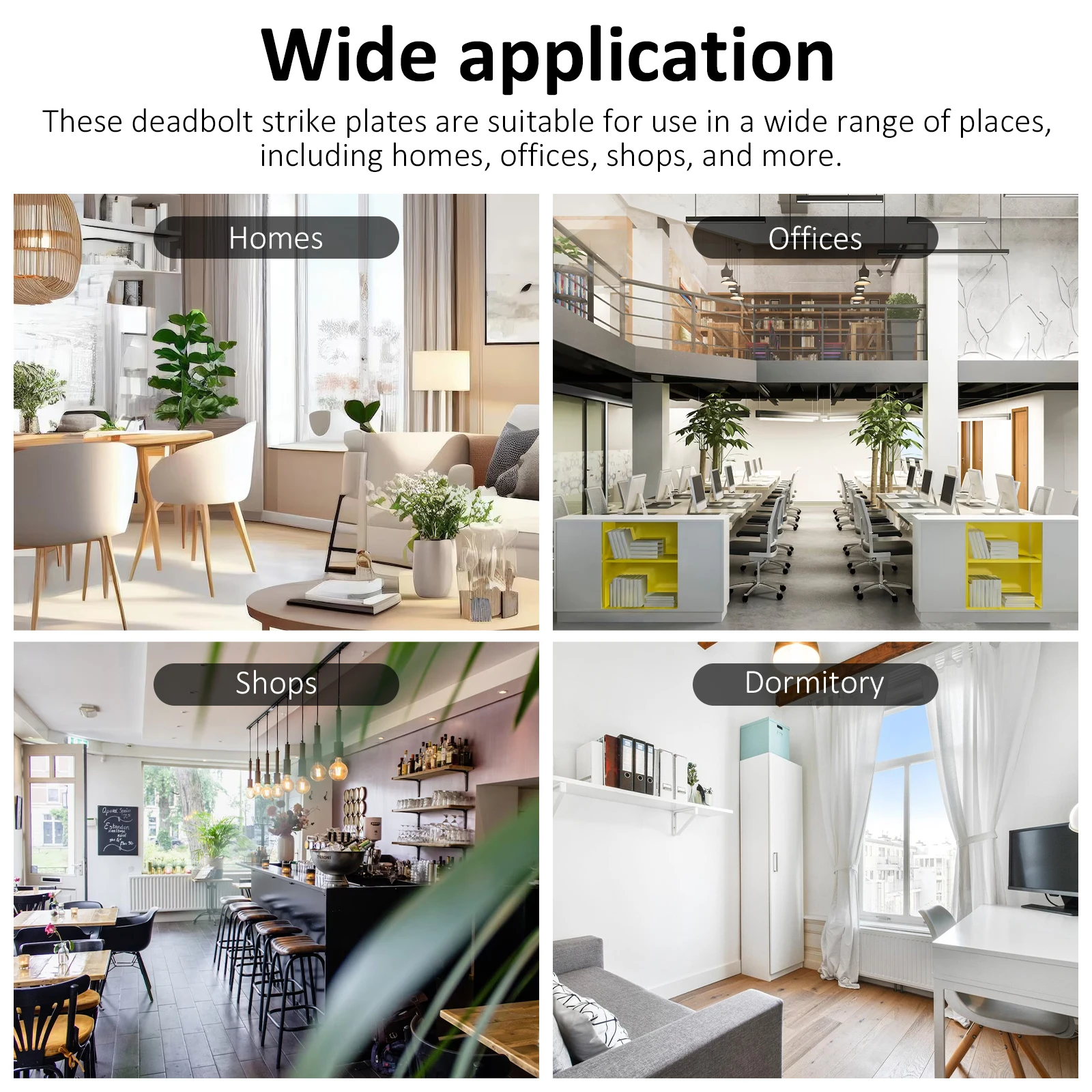 

4pcs Door Lock Guide Plates D Type Black Deadbolt Reinforcement Filler for Home Office Shop Hardware