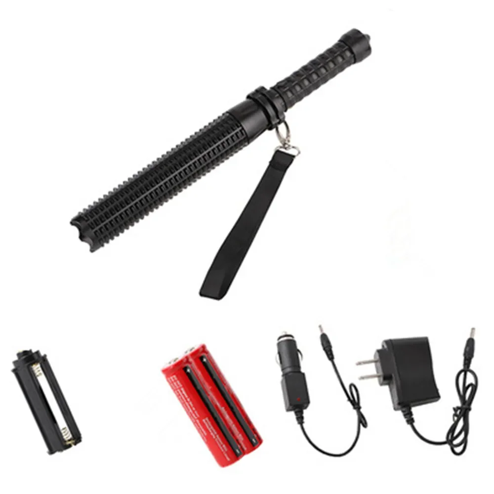 Aluminum Alloy Charge Telescopic Zoom Mace Flashlight Self-defense Security Patrol Safety Hammer Strong Lighting LED Light Tool