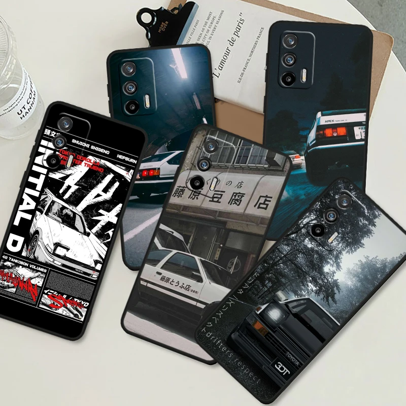 Initial-D F-ujiwara Tofu Shop For OPPO Realme GT3 2 C55 C33 C35 C30S C31 X3 X2 Q5i Q3S C21Y Pro Black Silicone Phone Case