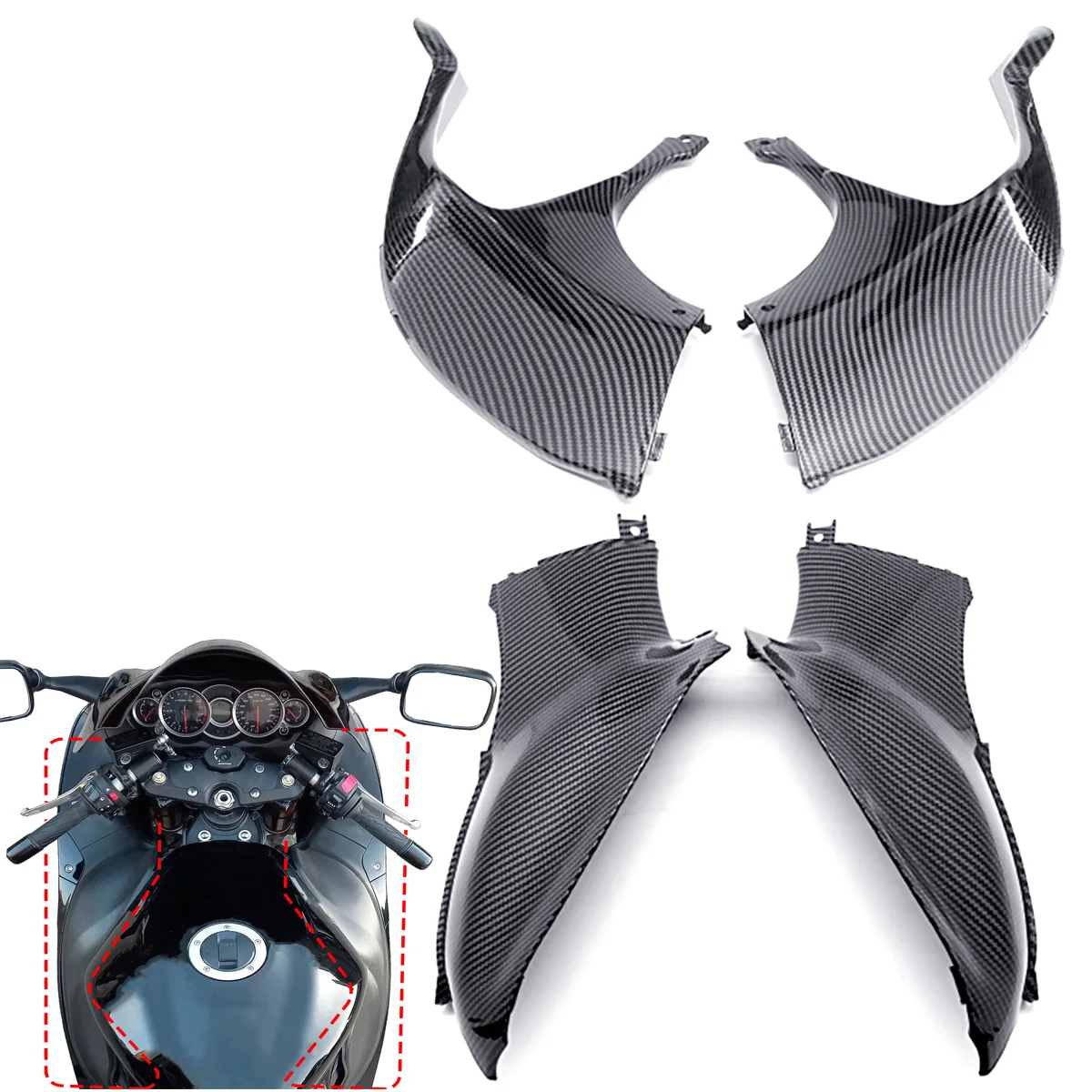 

Carbon Fiber Pattern Head Tank Cowling Side Pane Air Dash Cover Fairing Fender for suzuki hayabusa gsx-1300r gsx1300r 1999-2007