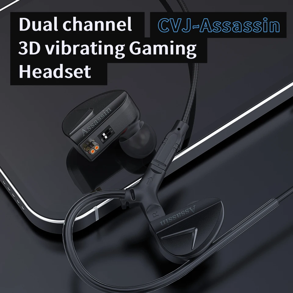 CVJ Assassin Earphones 1BA+1DD+1Vibration Switch Adjustable Gaming