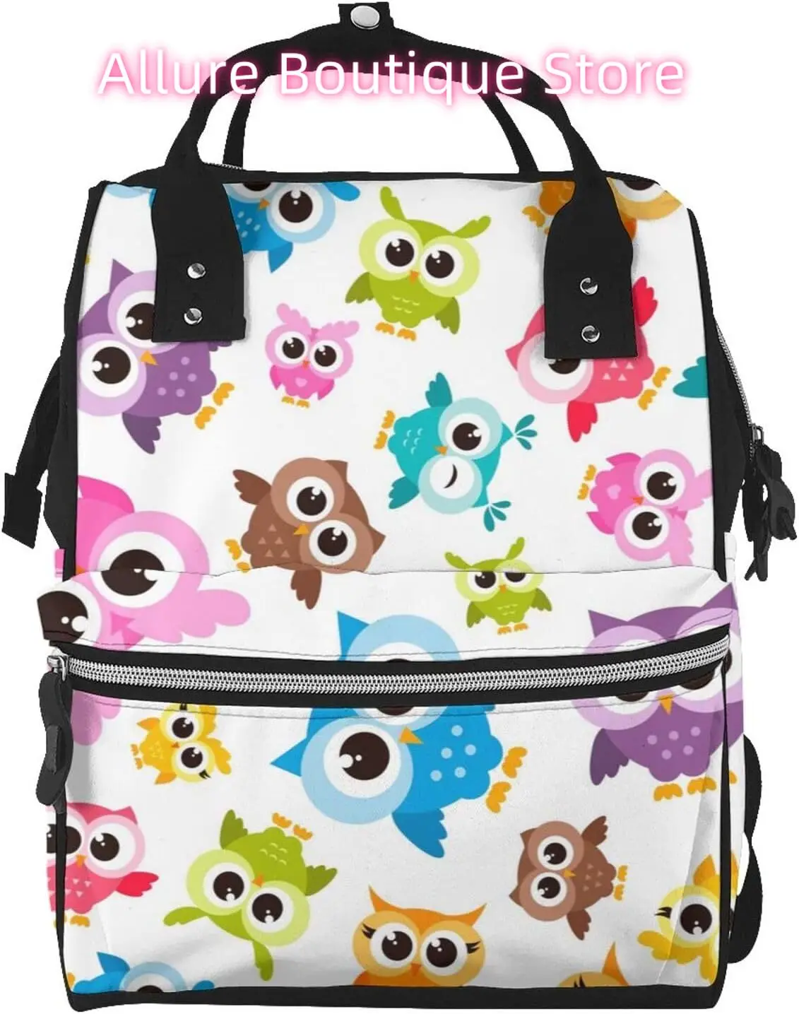 

Colored Owls Diaper Bag Backpack for Women Large Capacity Nappy Bag Multifunction Waterproof Mummy Backpacks for Mom Dad Essenti