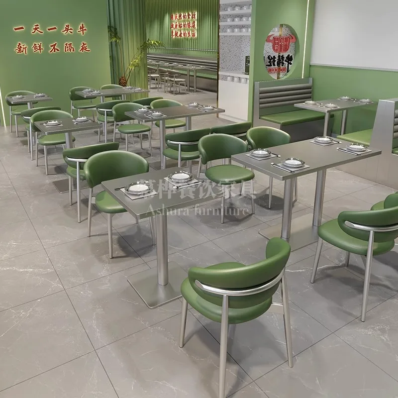 West restaurant wall seat sofa commercial tea house catering commercial hot pot coffee stainless steel table and chair combinati