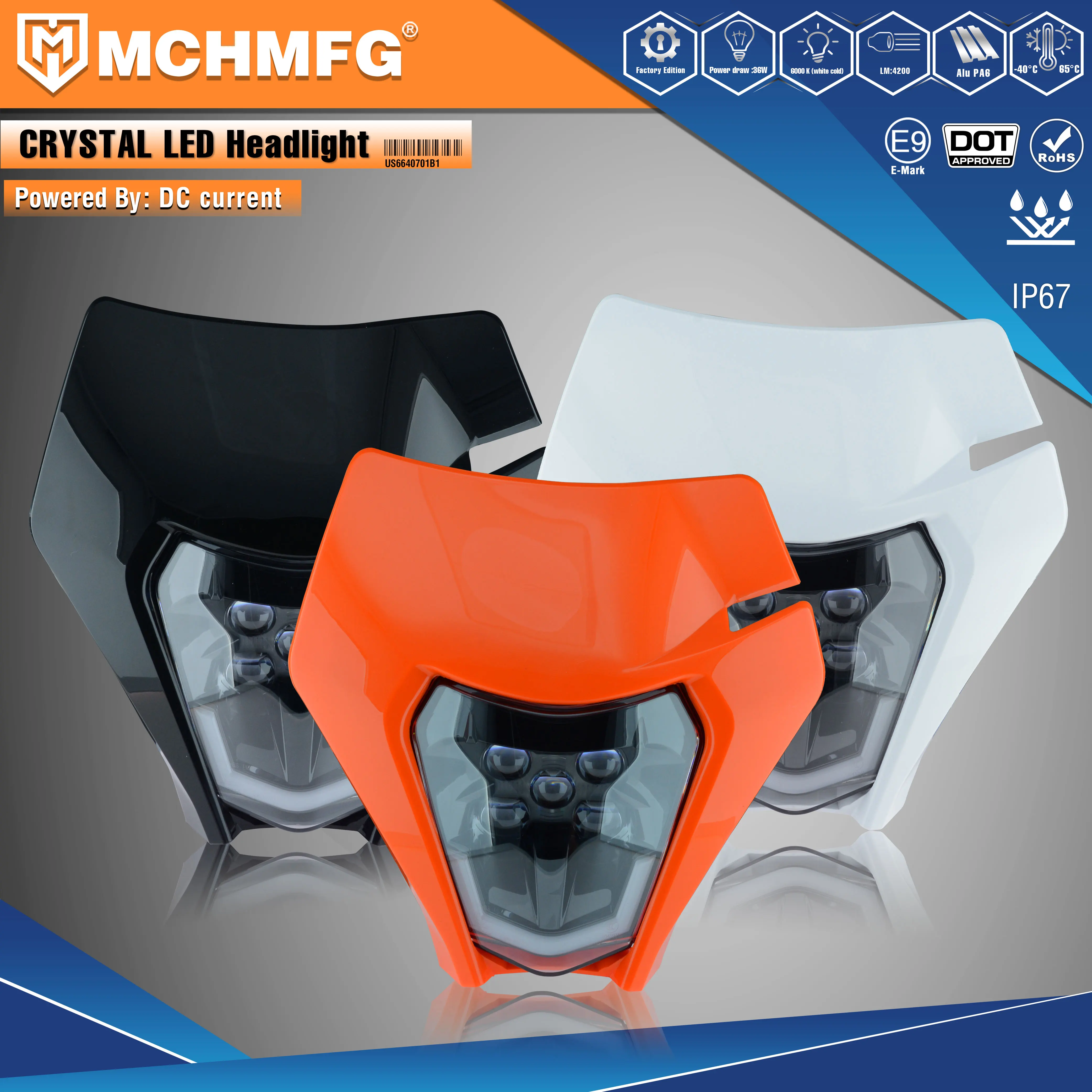 MCHMFG Motorcycle  crystal LED Headlight Headlamp For KTM EXC  SX SXFXC XCF XCW XCFW 2020 2021 2022 Enduro MX Motorcycle