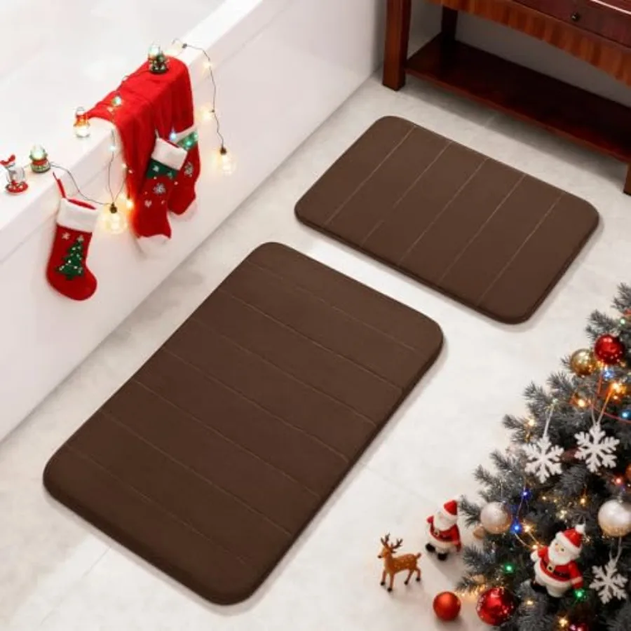 

Yimobra Memory Foam Bathroom Rugs Sets 2 Piece - Super Soft Absorbent Quick Dry Bath Mat Set Machine Washable Non Slip Floor Ca