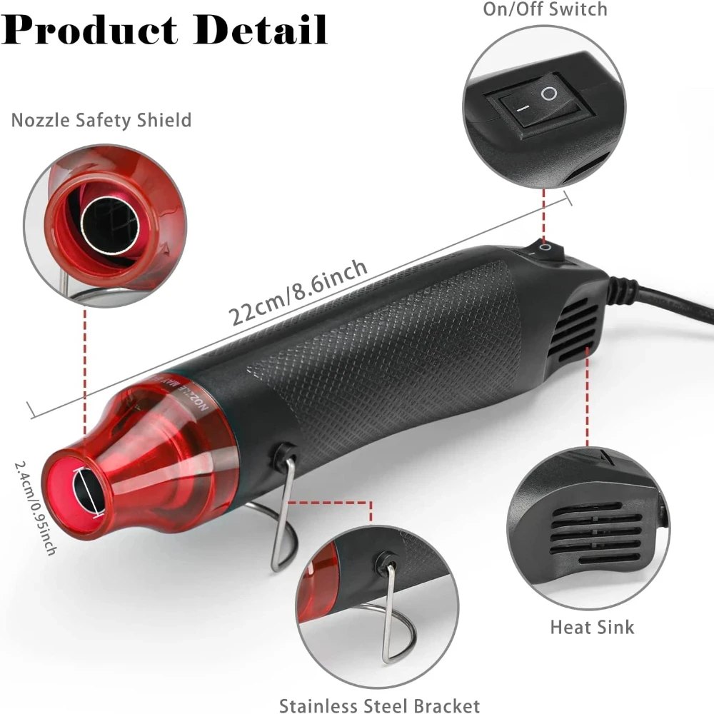 220V DIY Heat Gun Hot Air Gun 300W Electric Power Tool Temperature Gun with Supporting Seat Shrink Plastic heatgun Heating Tool