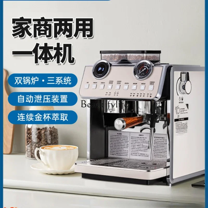 Semi-automatic coffee machine double boiler double pump small Italian concentrate extraction and grinding machine