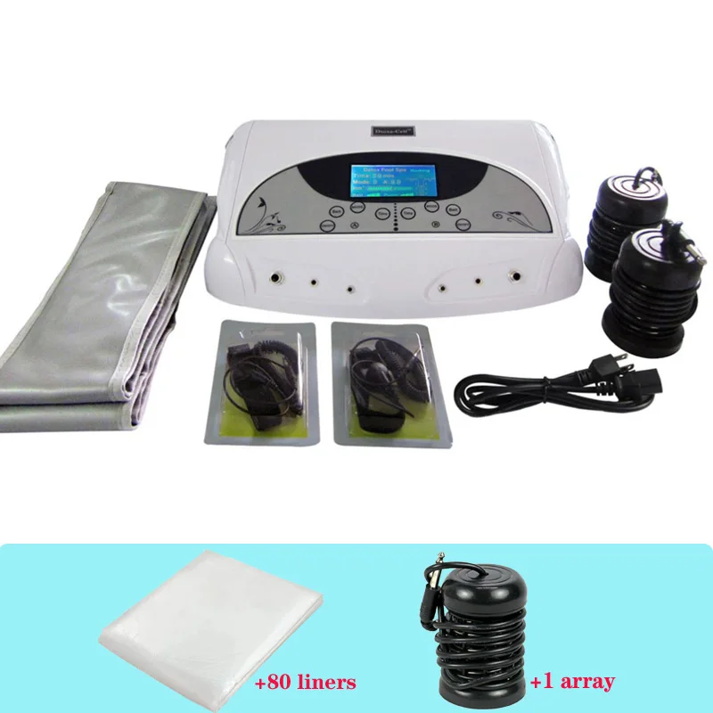 

Dual Ion Detox Foot Spa Machine Aqua Cell Cleanse Salon Spa with Bamboo Charcoal Warm Belt Wrist Band and Ion Arrays