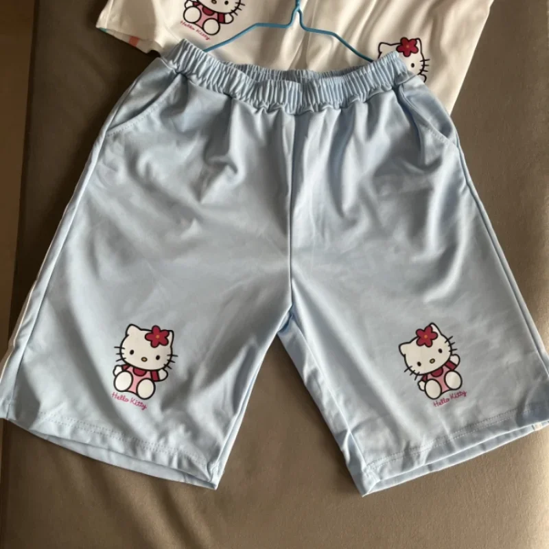 Sanrio New Original Kawaii Women Clothing Y2K Pants Hello Kitty Pink Knee Length Joggers Women Korean Style Gothic Sweatpants